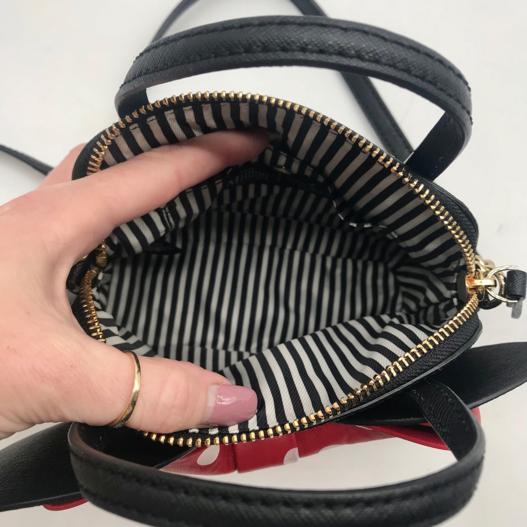 Kate Spade Black Saffiano Leather Minnie Mouse Crossbody Bag