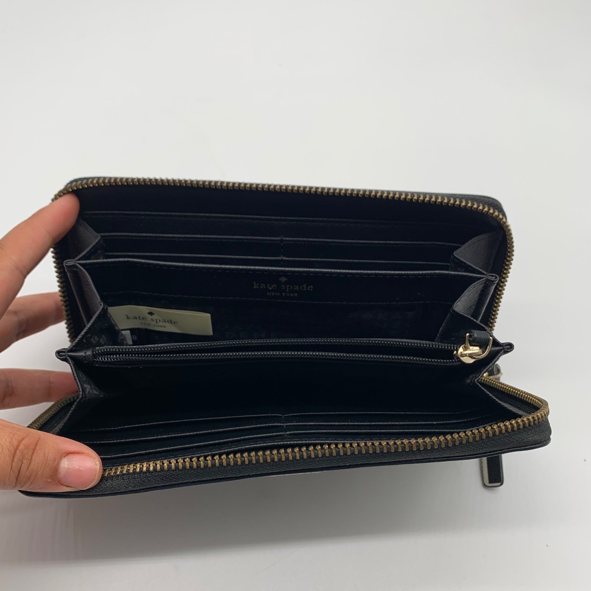 Kate Spade Black &amp; White Saffiano Leather Neda Laurel Way Wallet