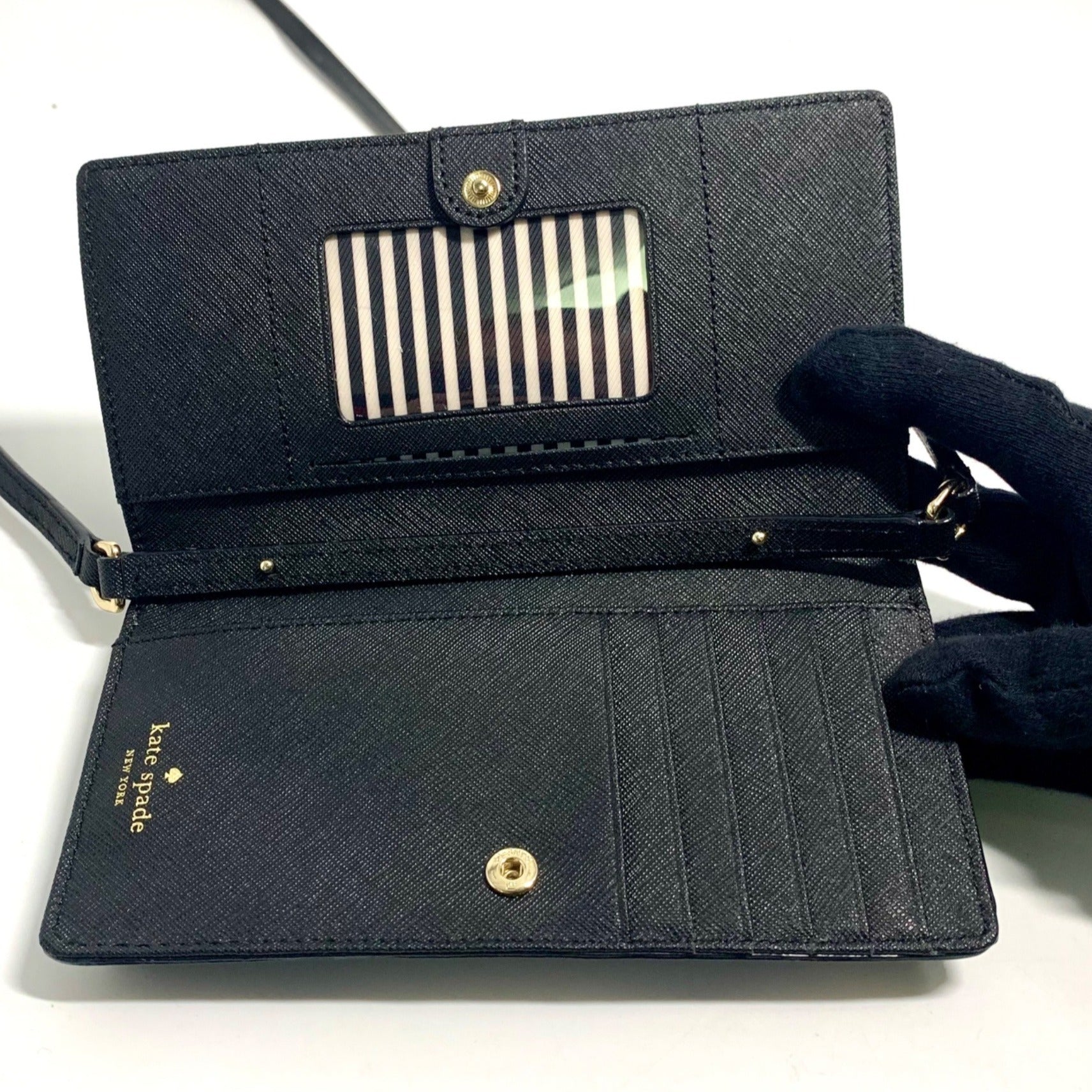 Kate Spade Black Saffiano Phone Organizer Crossbody Bag