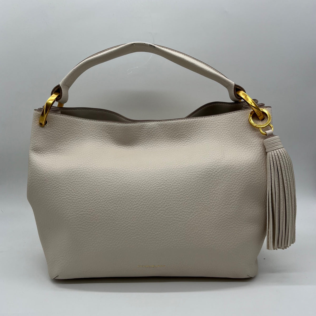 Donna Karan Ivory Pebbled Leather Slouchy Shoulder Bag