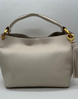 Donna Karan Ivory Pebbled Leather Slouchy Shoulder Bag