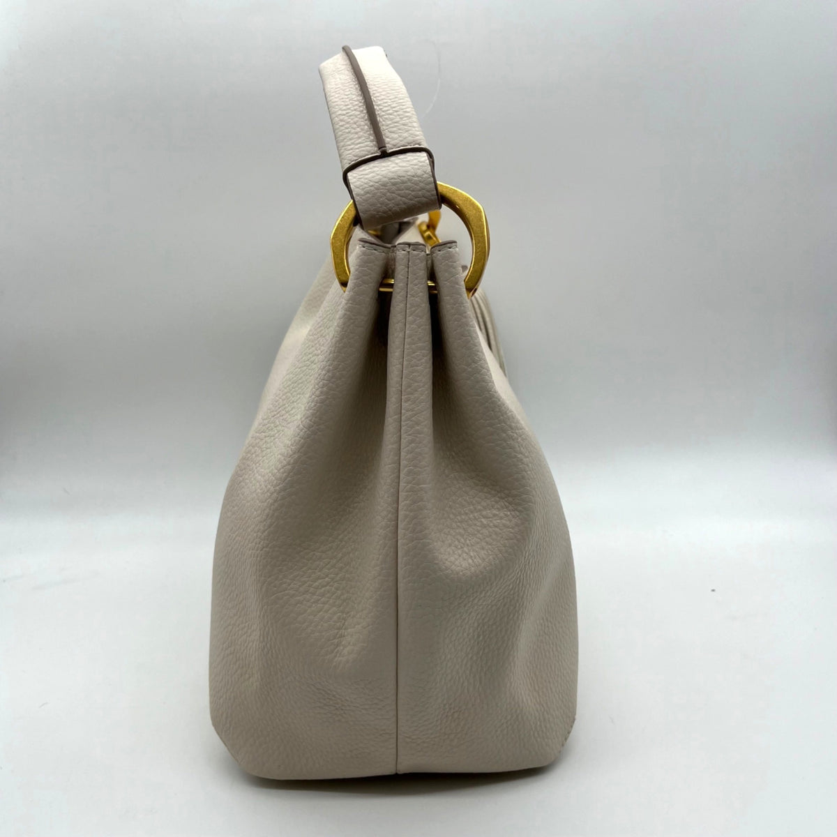 Donna Karan Ivory Pebbled Leather Slouchy Shoulder Bag
