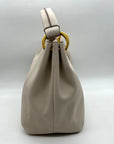 Donna Karan Ivory Pebbled Leather Slouchy Shoulder Bag