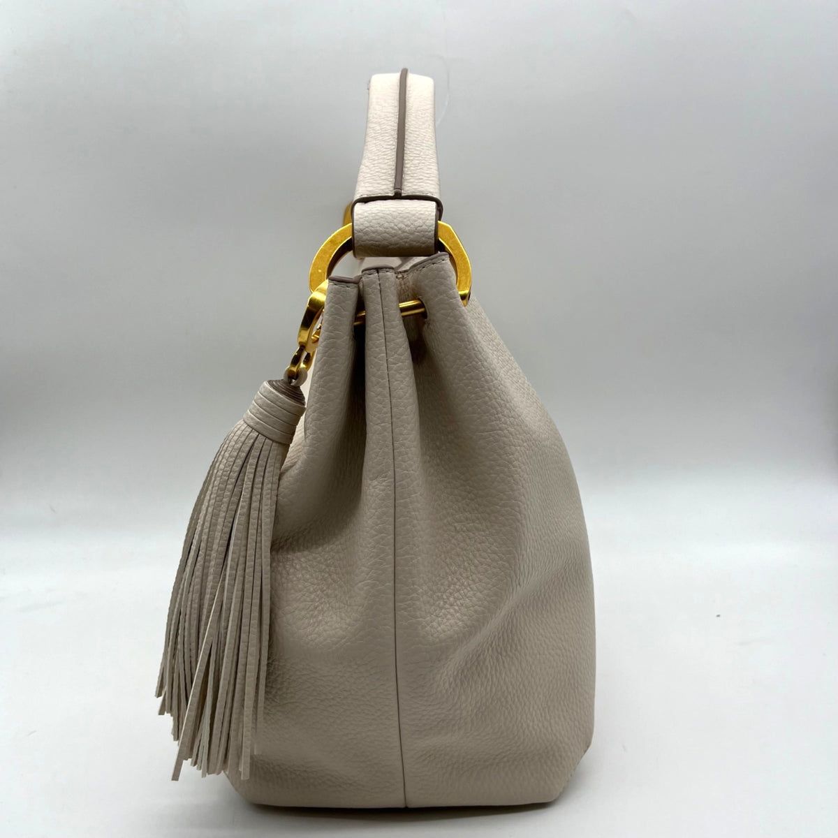 Donna Karan Ivory Pebbled Leather Slouchy Shoulder Bag