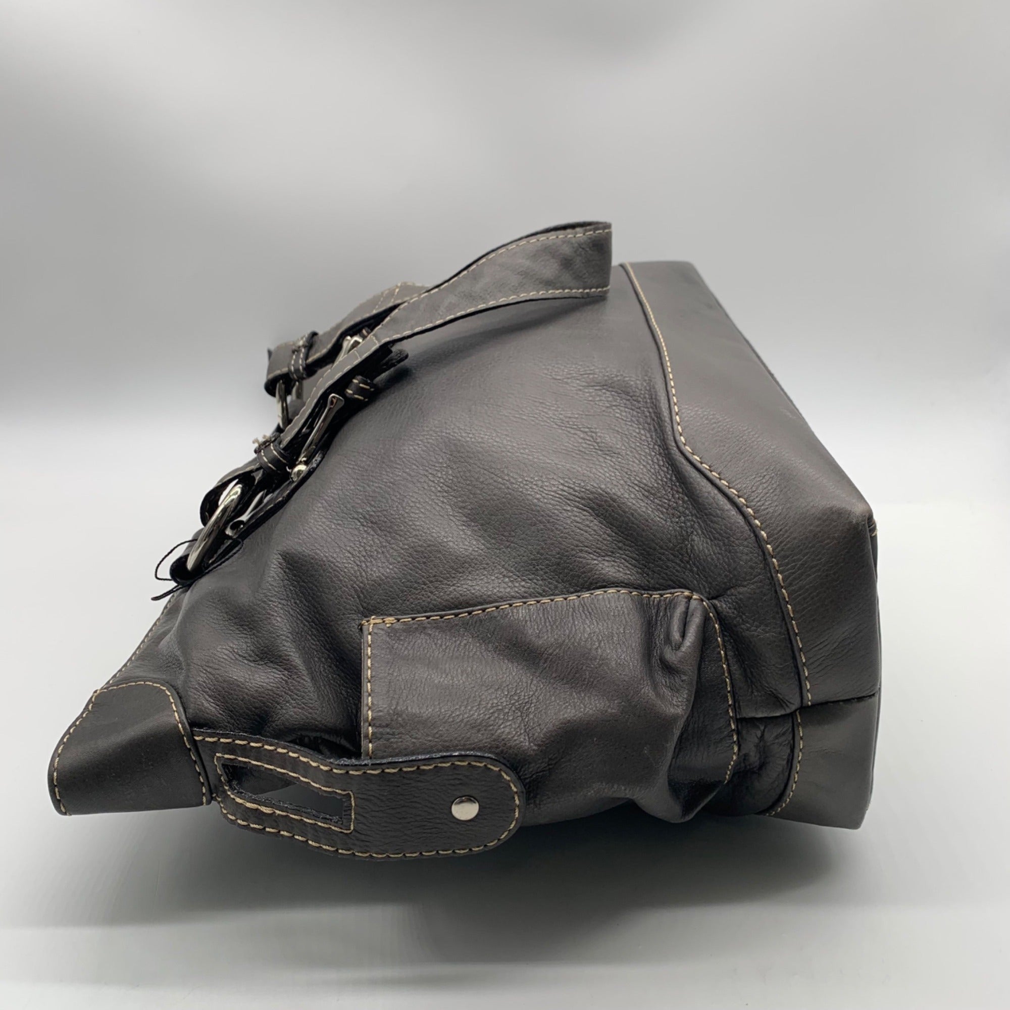 The Real McCoy Grey Pebbled Leather Western Style Tote Bag