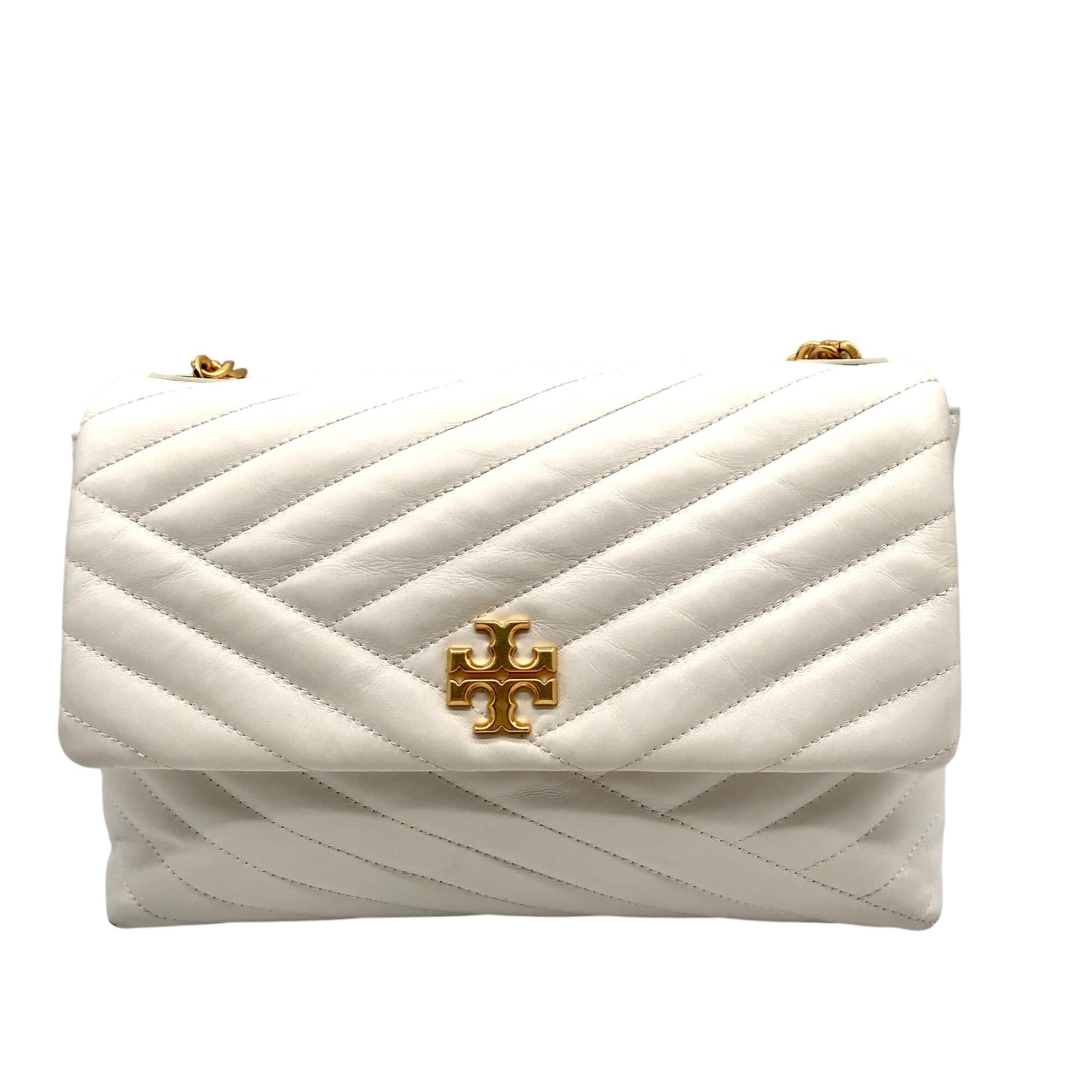 Tory Burch Ivory Leather Kira Chevron Convertible Shoulder Bag
