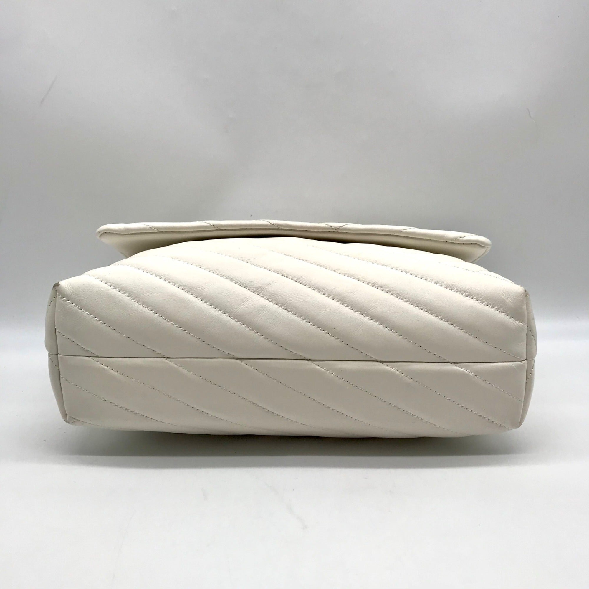 Tory Burch Ivory Leather Kira Chevron Convertible Shoulder Bag