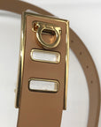 Ferragamo Women's Beige Leather Gancini Leather Belt