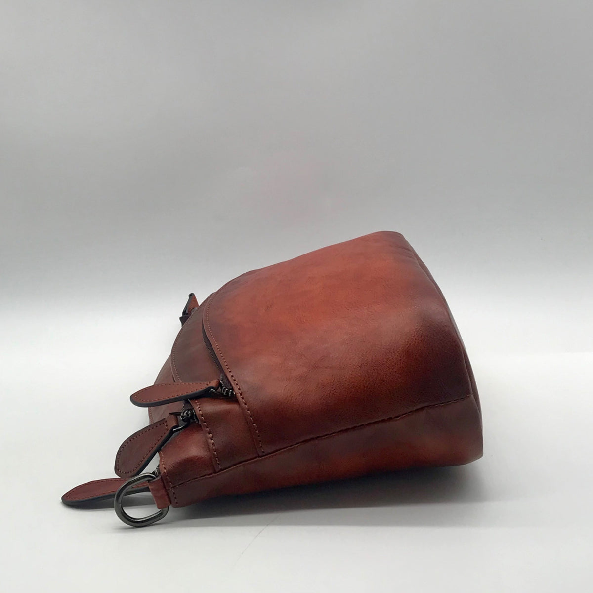 Heshe Brown Leather Multi-Pocket Crossbody Bag