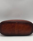 Heshe Brown Leather Multi-Pocket Crossbody Bag
