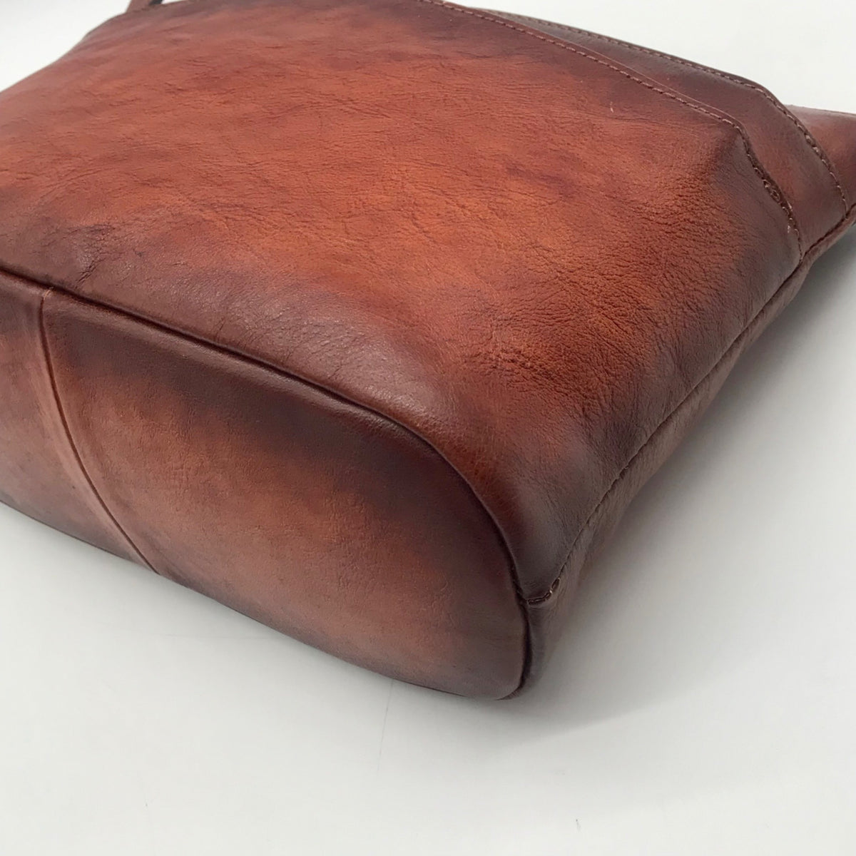 Heshe Brown Leather Multi-Pocket Crossbody Bag