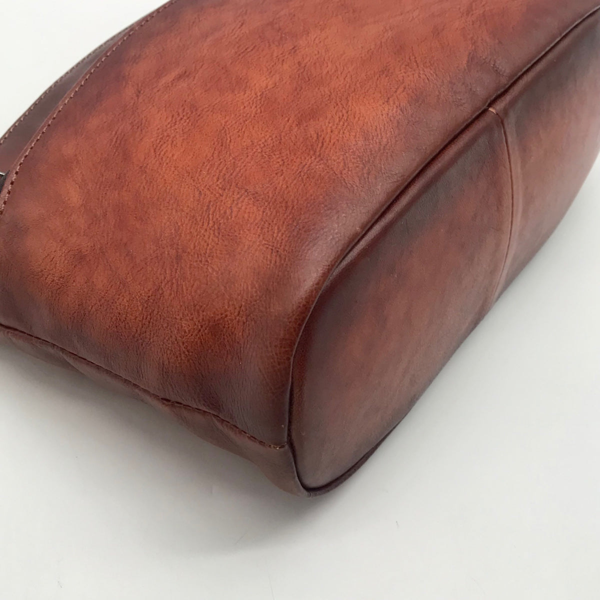 Heshe Brown Leather Multi-Pocket Crossbody Bag