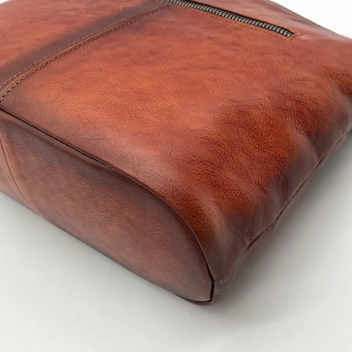 Heshe Brown Leather Multi-Pocket Crossbody Bag