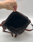 Heshe Brown Leather Multi-Pocket Crossbody Bag