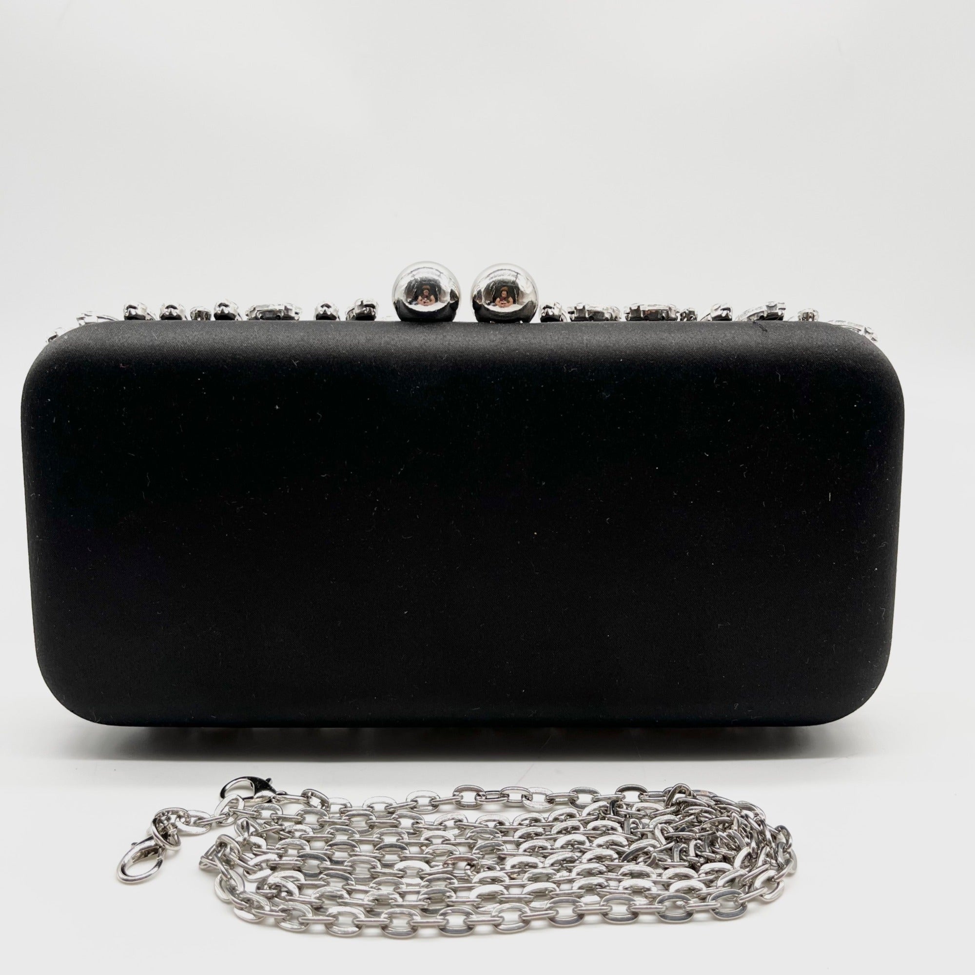 I.N.C. International Concepts Black East West Embellished Minaudiere Convertible Clutch
