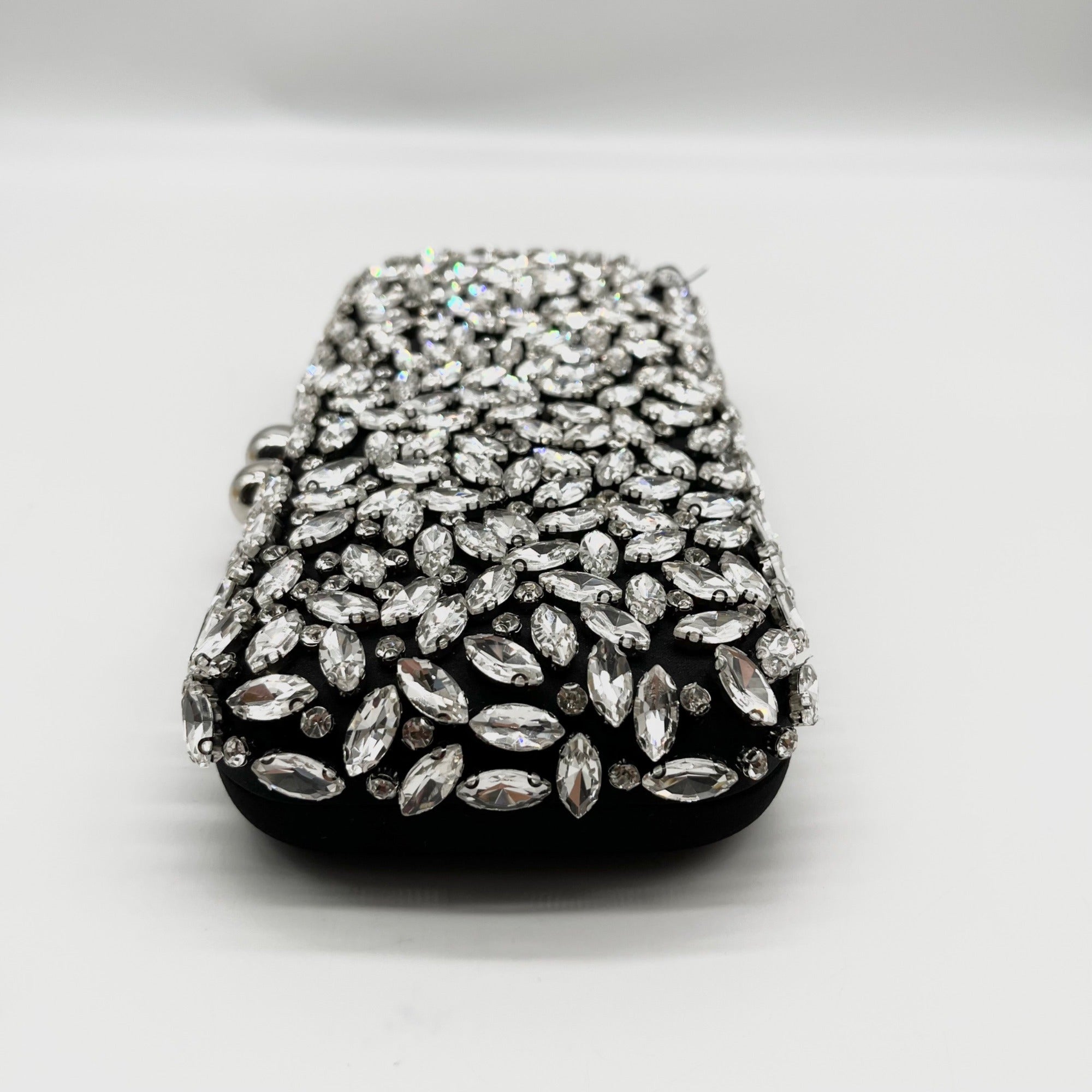 I.N.C. International Concepts Black East West Embellished Minaudiere Convertible Clutch