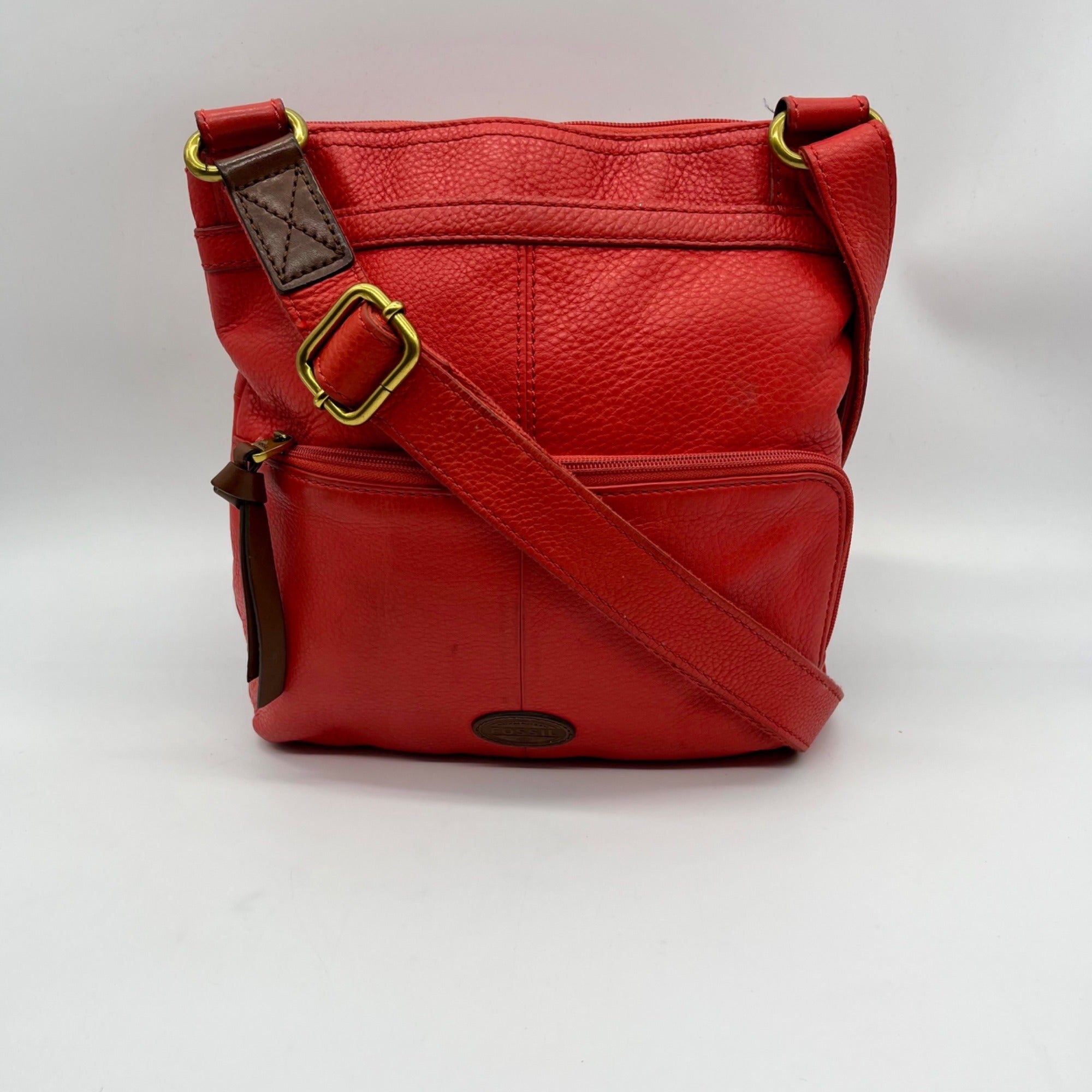 Fossil Red Leather Morgan Traveler Tote Bag