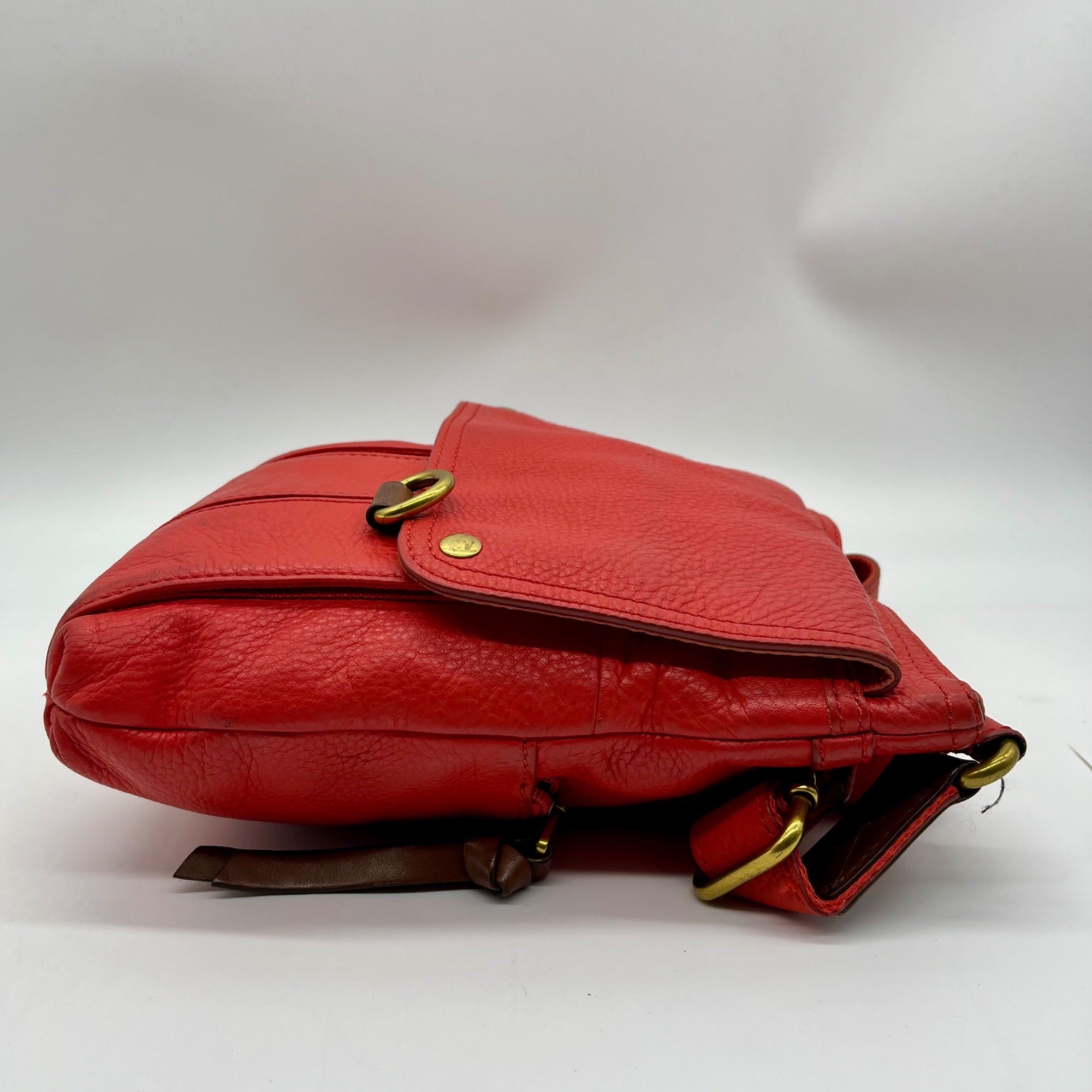 Fossil Red Leather Morgan Traveler Tote Bag