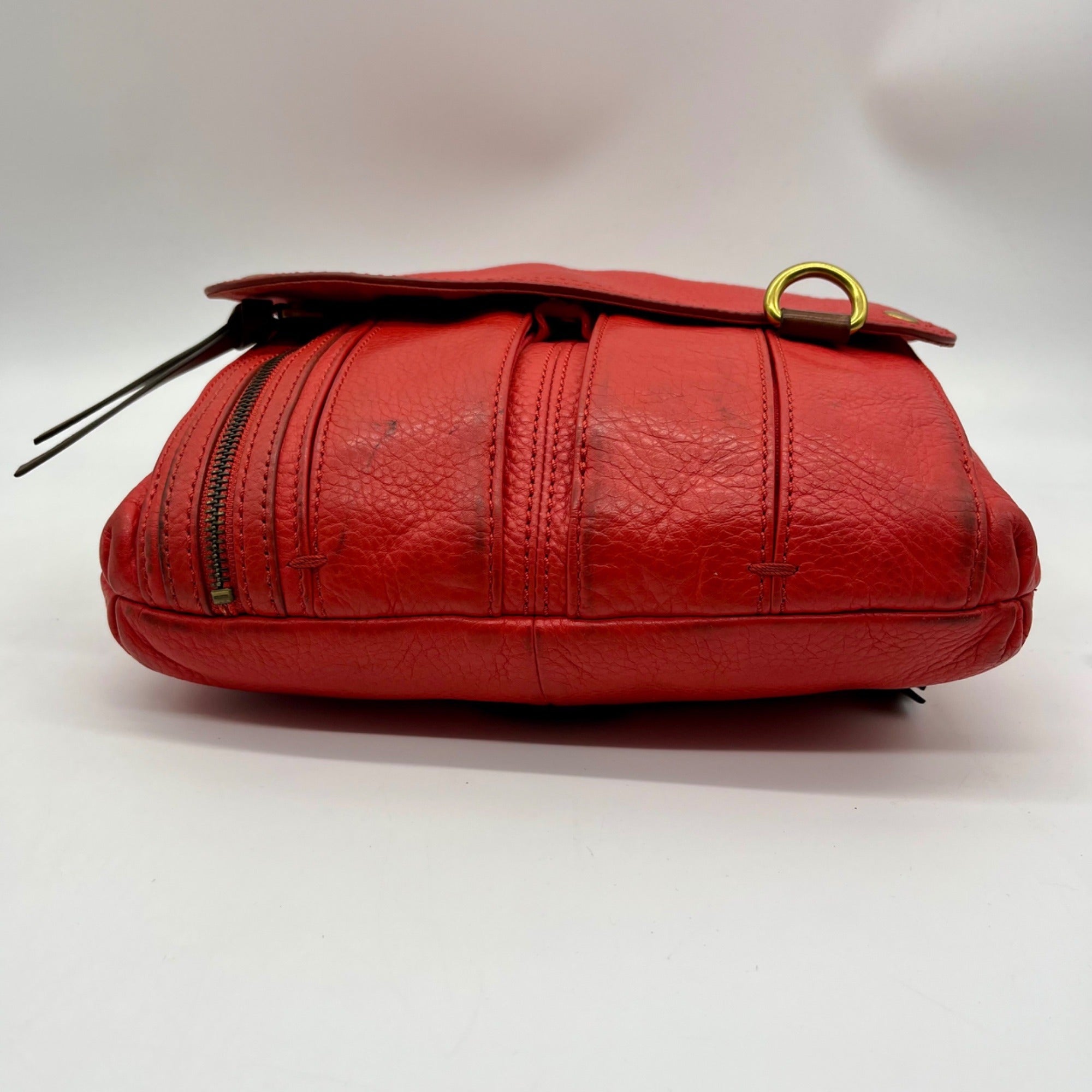 Fossil Red Leather Morgan Traveler Tote Bag