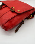 Fossil Red Leather Morgan Traveler Tote Bag