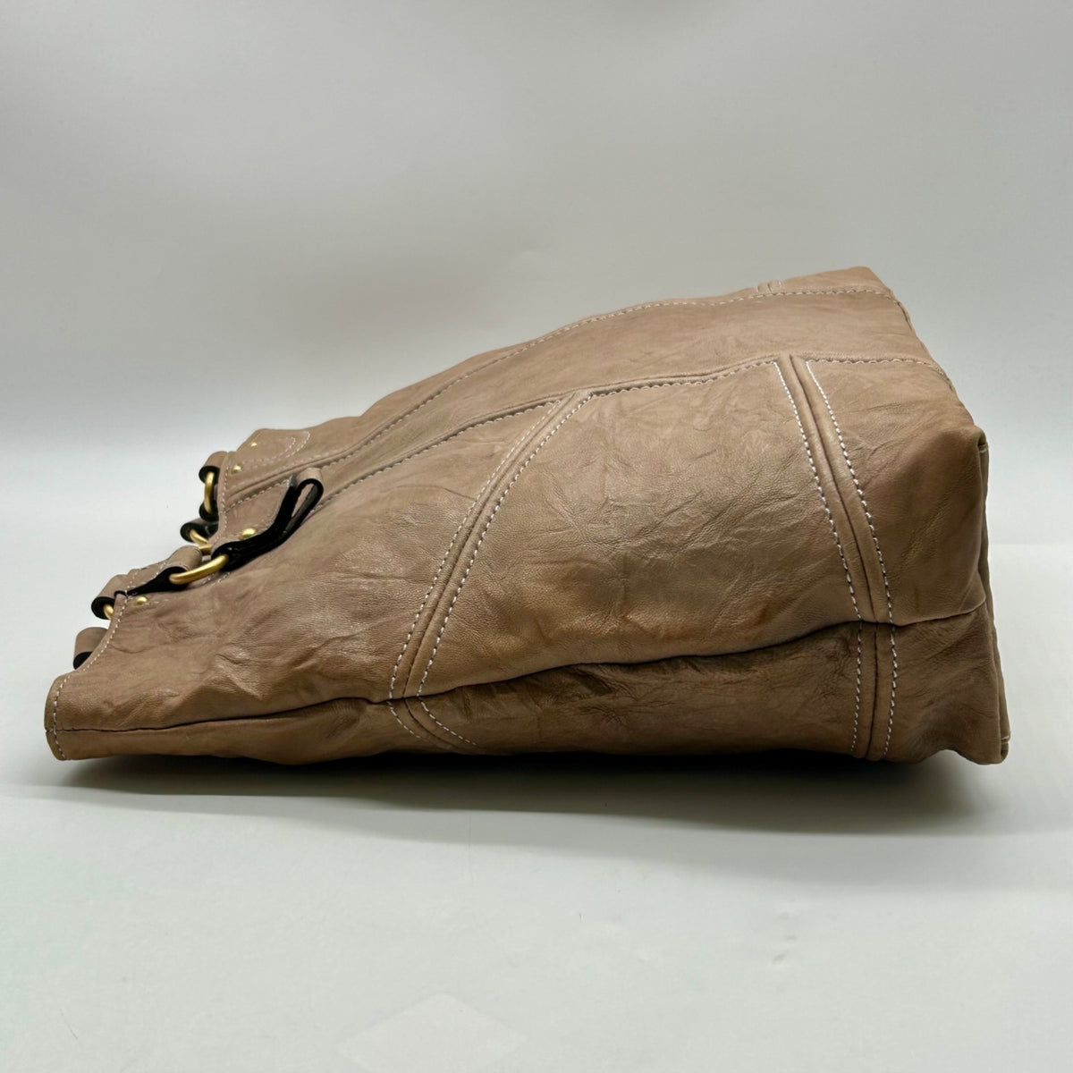 Juicy Couture Beige Faux Leather Tote Bag
