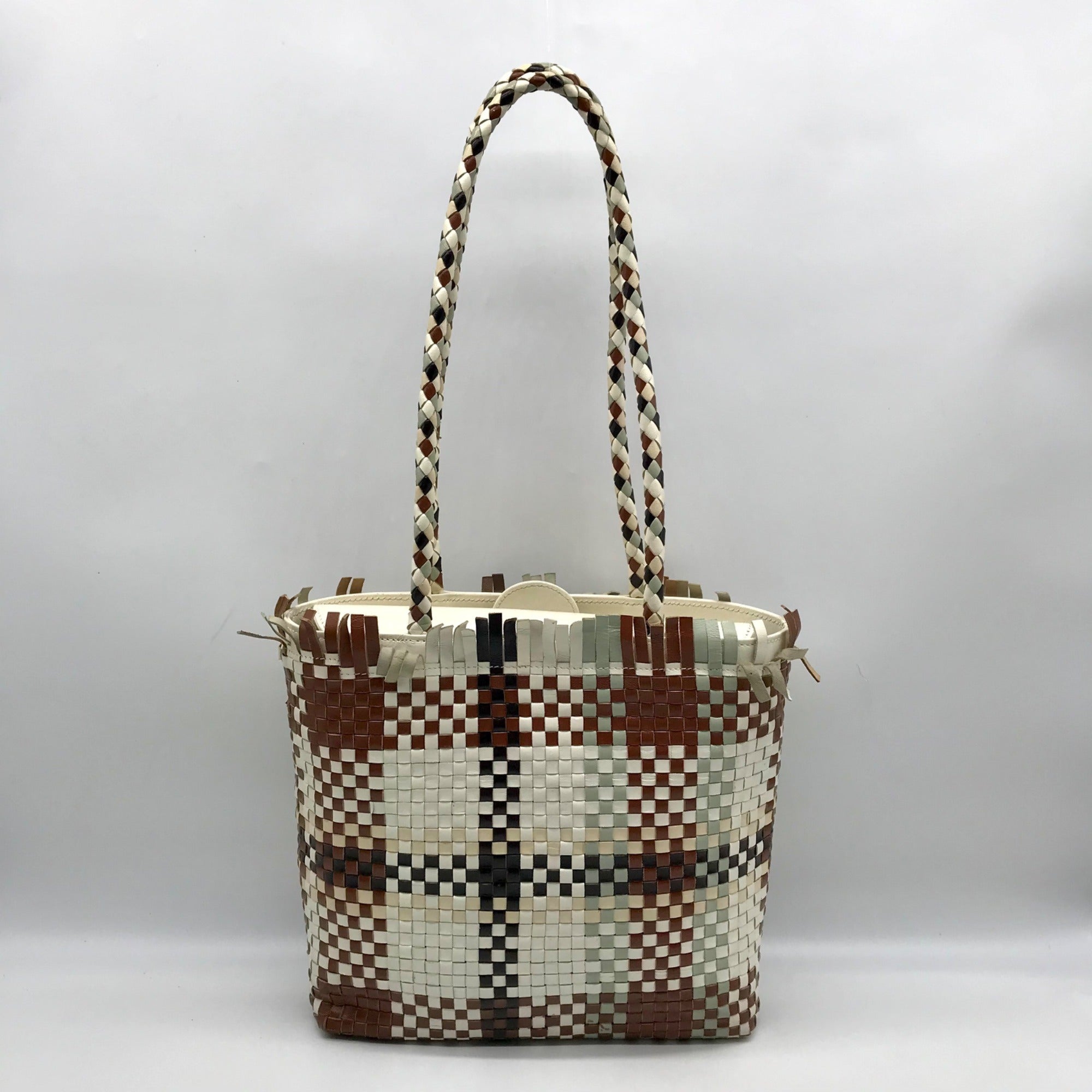 Salvatore Ferragamo Multicolor Woven Leather Gancini Shoulder Bag