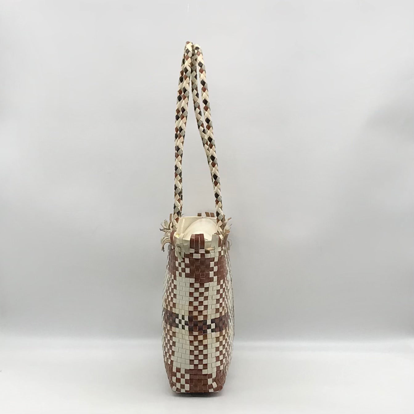 Salvatore Ferragamo Multicolor Woven Leather Gancini Shoulder Bag