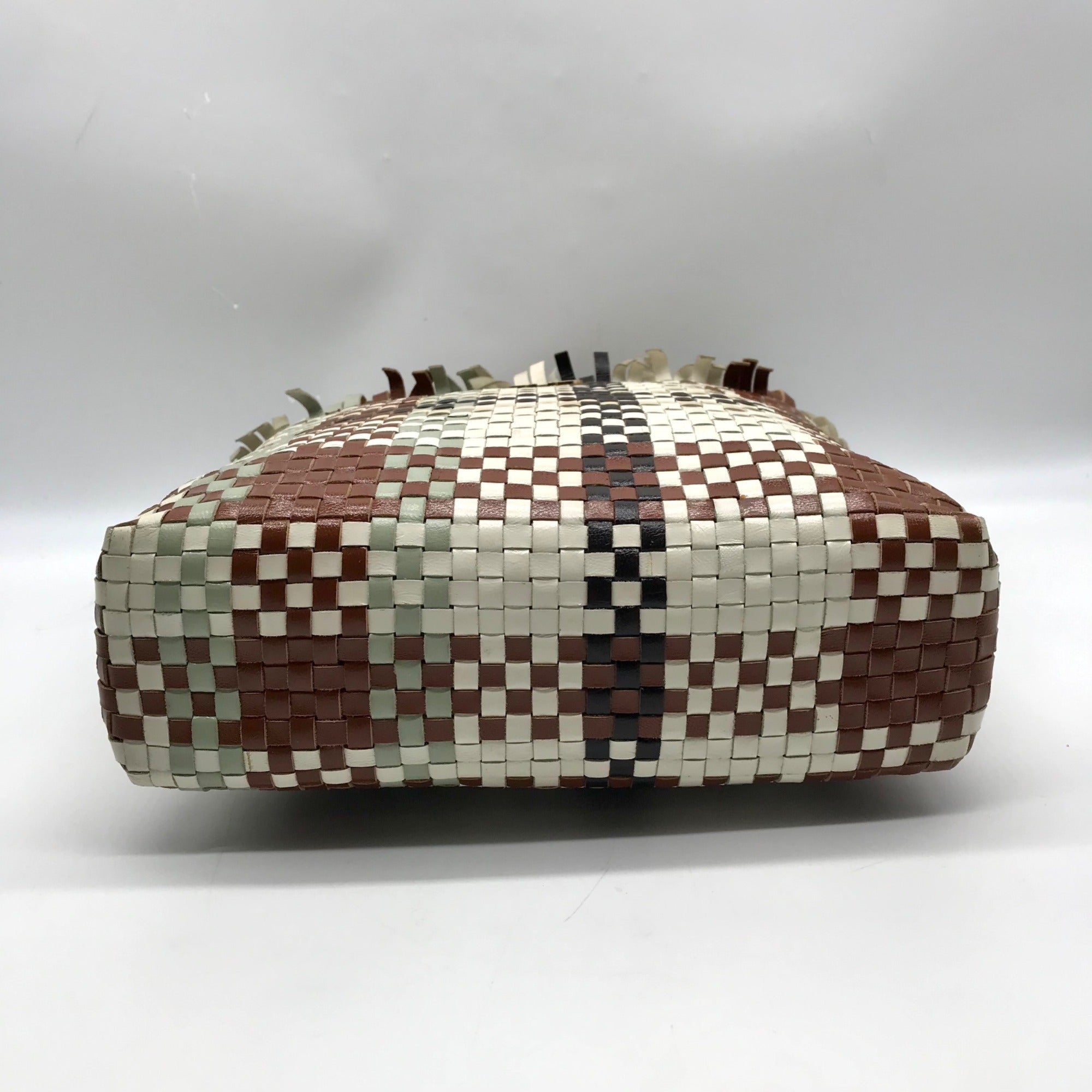Salvatore Ferragamo Multicolor Woven Leather Gancini Shoulder Bag