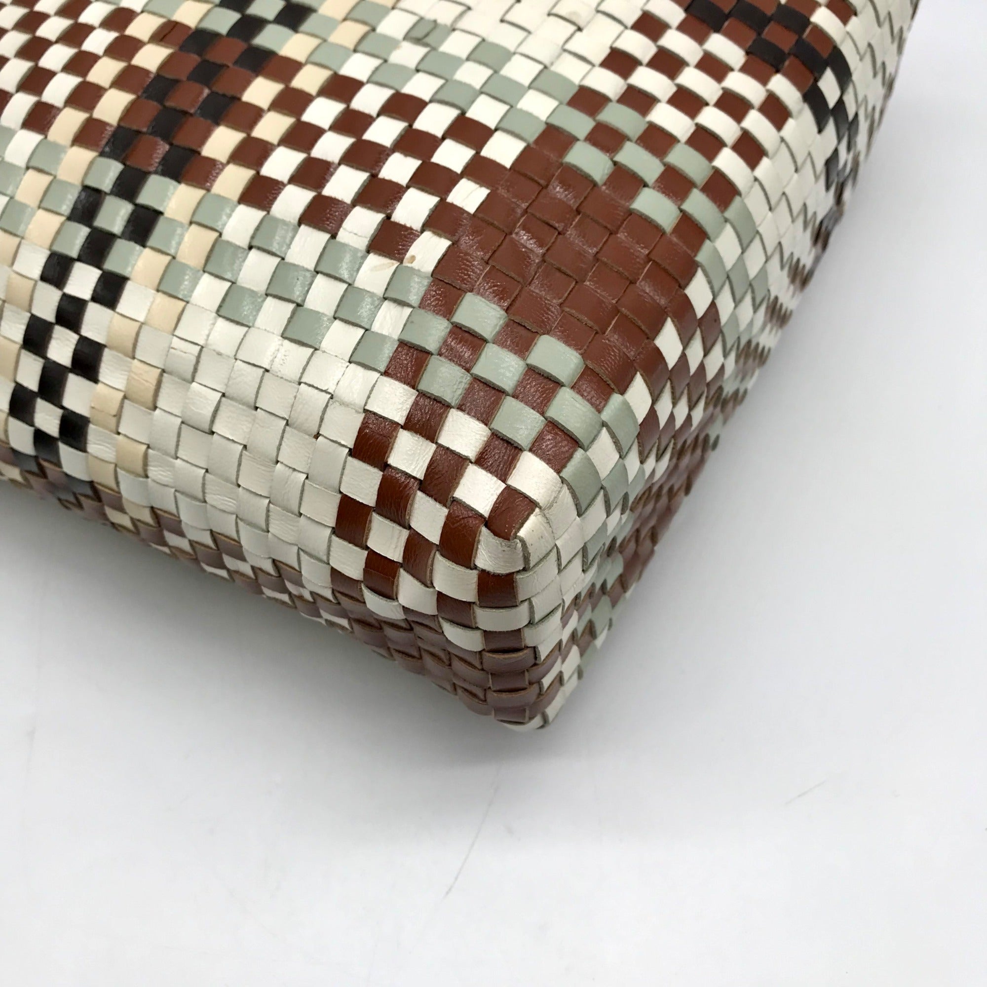 Salvatore Ferragamo Multicolor Woven Leather Gancini Shoulder Bag
