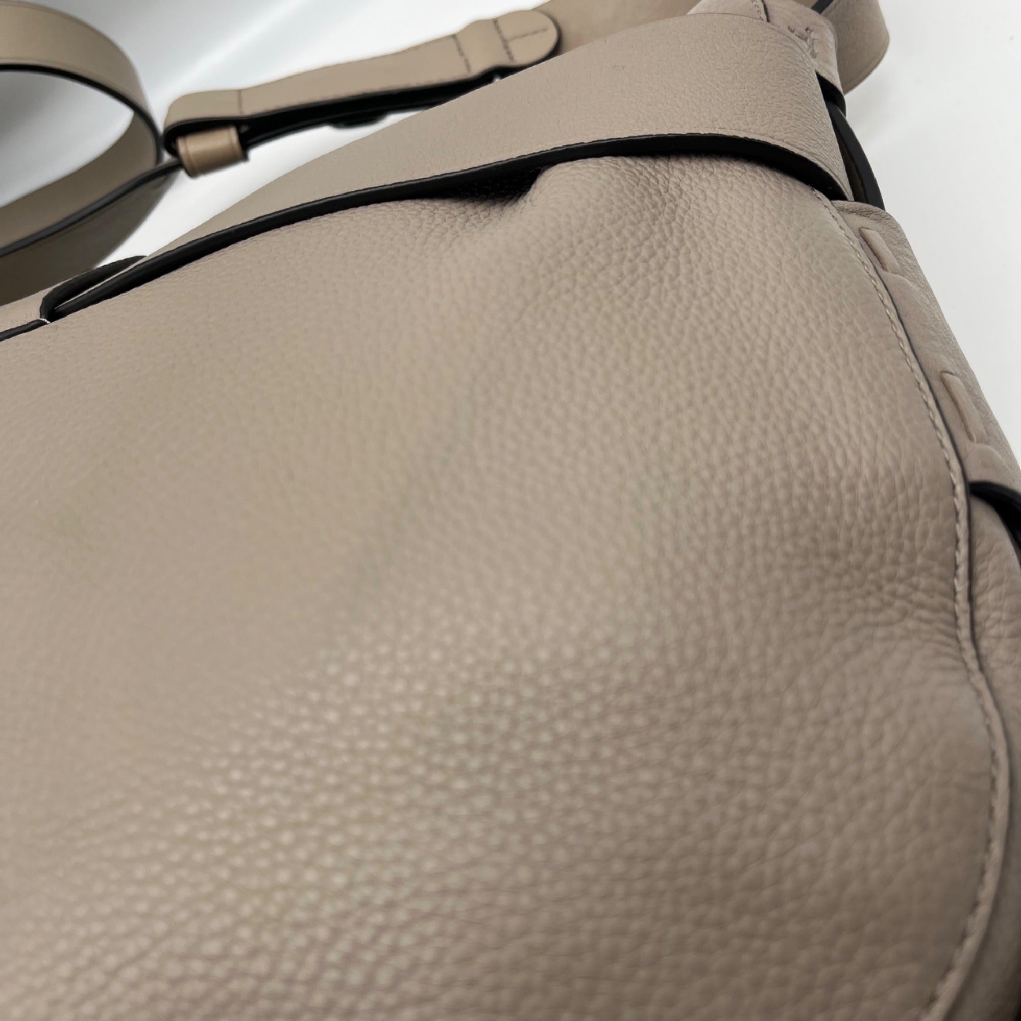 Unbranded Gray Pebbled Leather Crossbody Bag