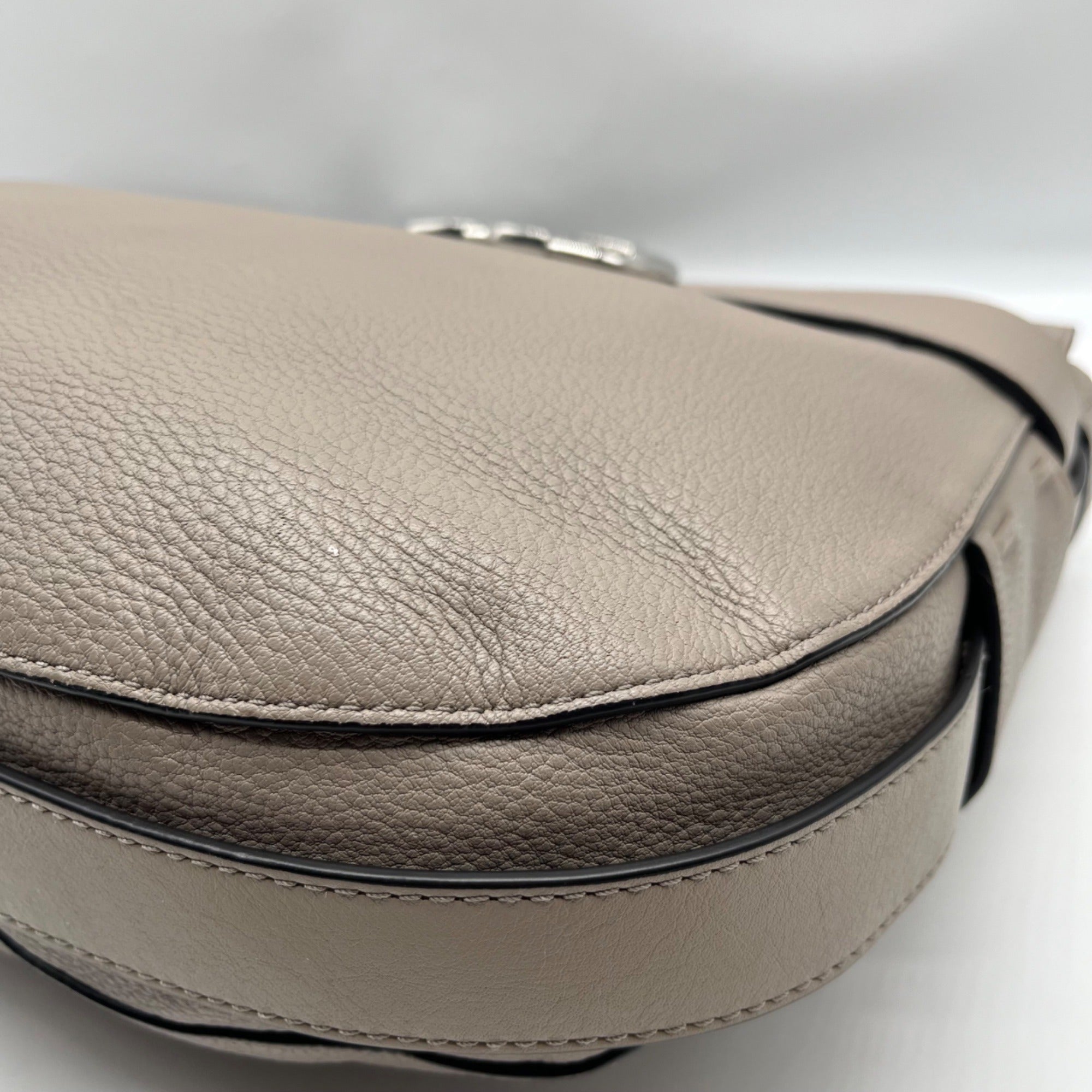 Unbranded Gray Pebbled Leather Crossbody Bag