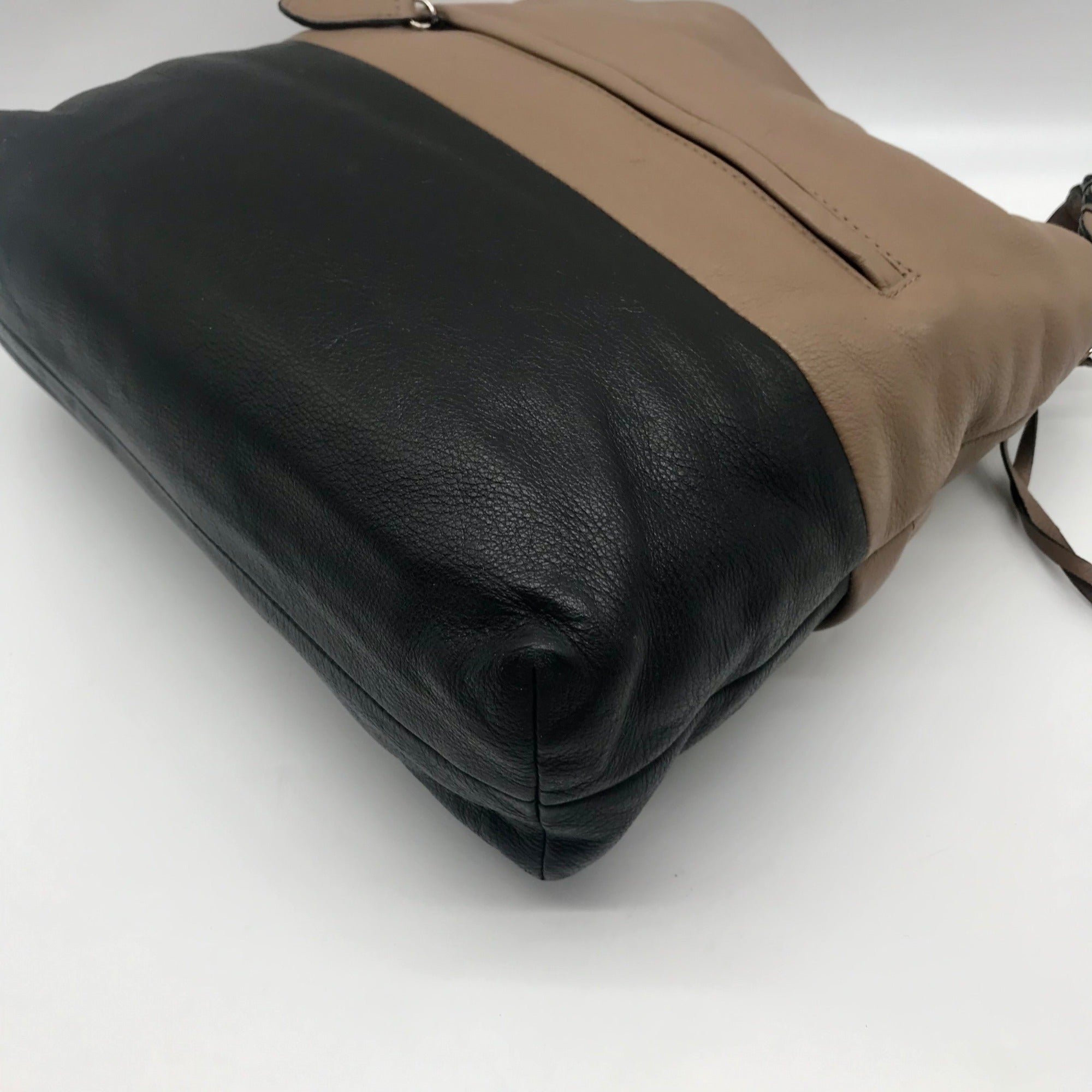 Brighton Brown &amp; Black Leather Color-block Shoulder Bag