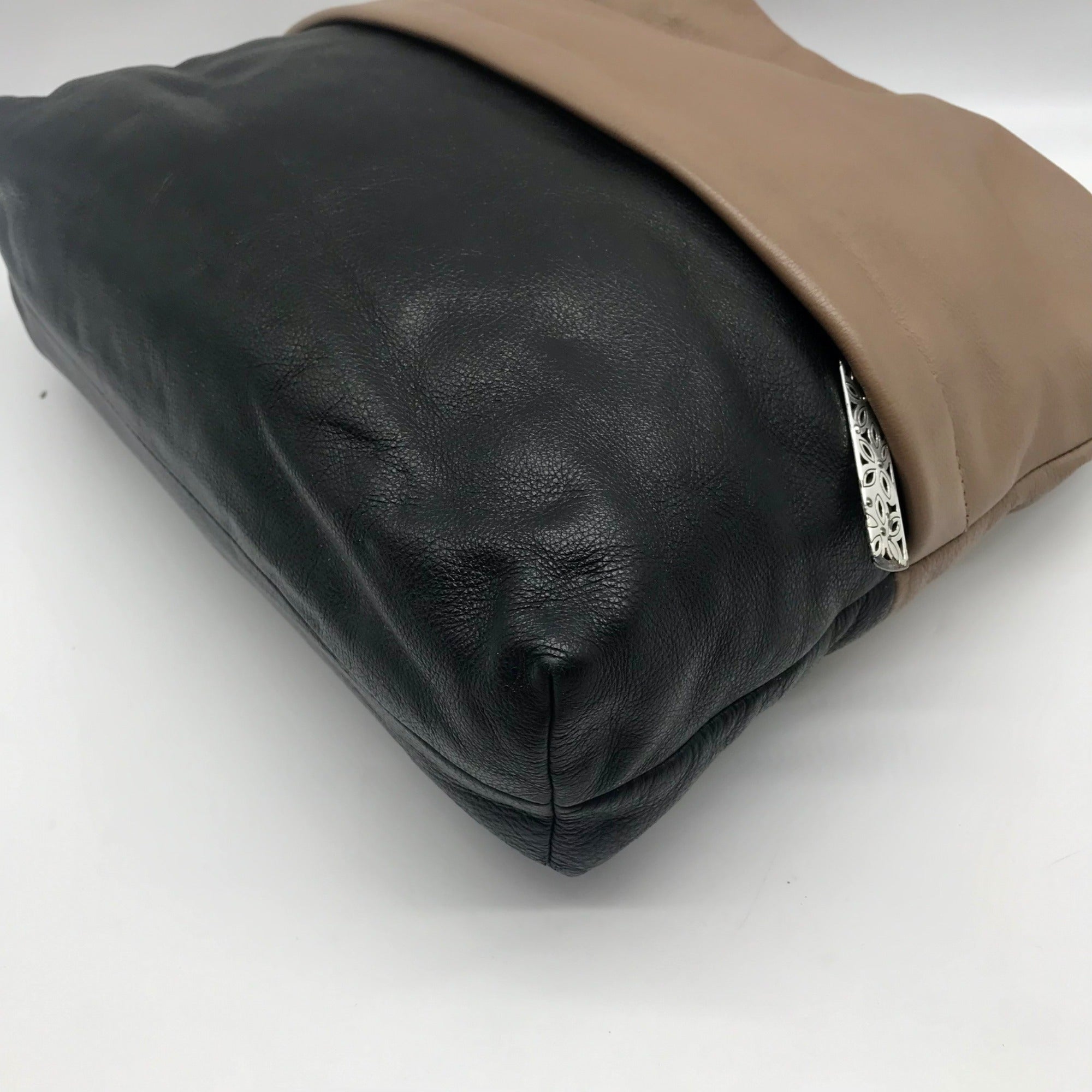 Brighton Brown &amp; Black Leather Color-block Shoulder Bag