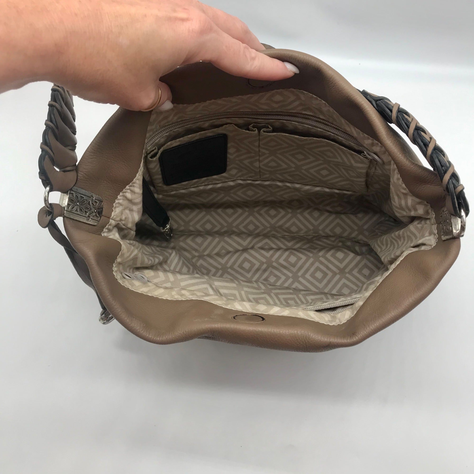 Brighton Brown &amp; Black Leather Color-block Shoulder Bag