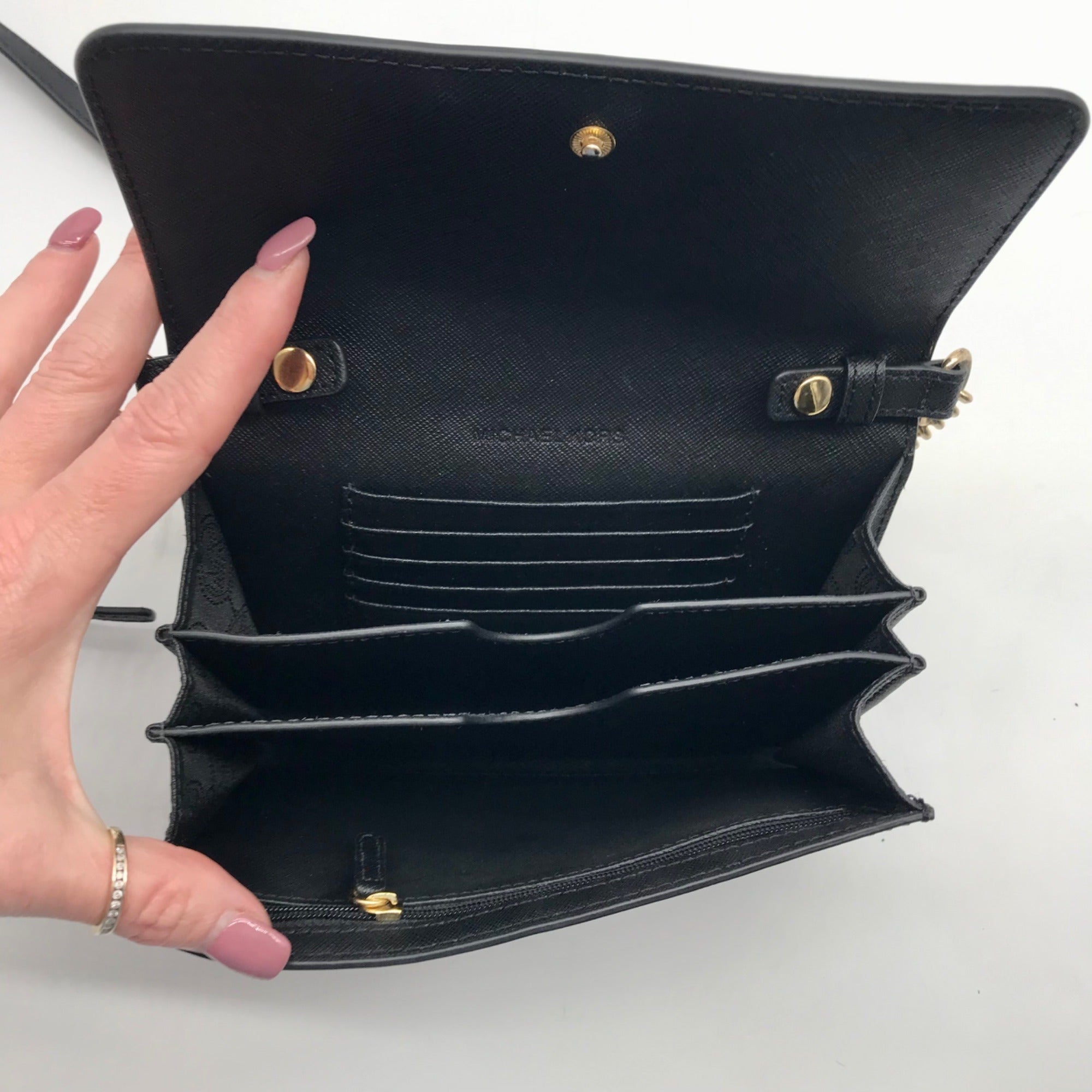 Michael Kors Black Saffiano Leather Jet Set Smartphone Crossbody