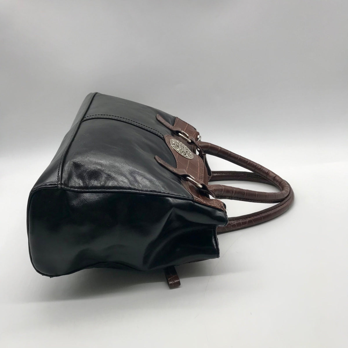 Giani Bernini Black And Brown Faux Leather Satchel Handbag
