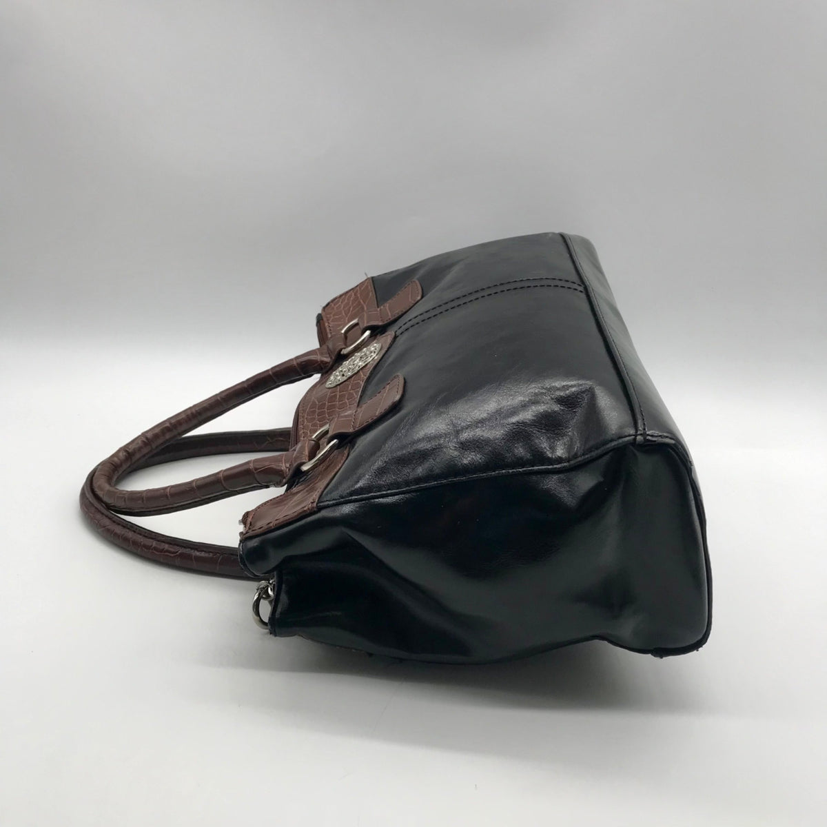 Giani Bernini Black And Brown Faux Leather Satchel Handbag