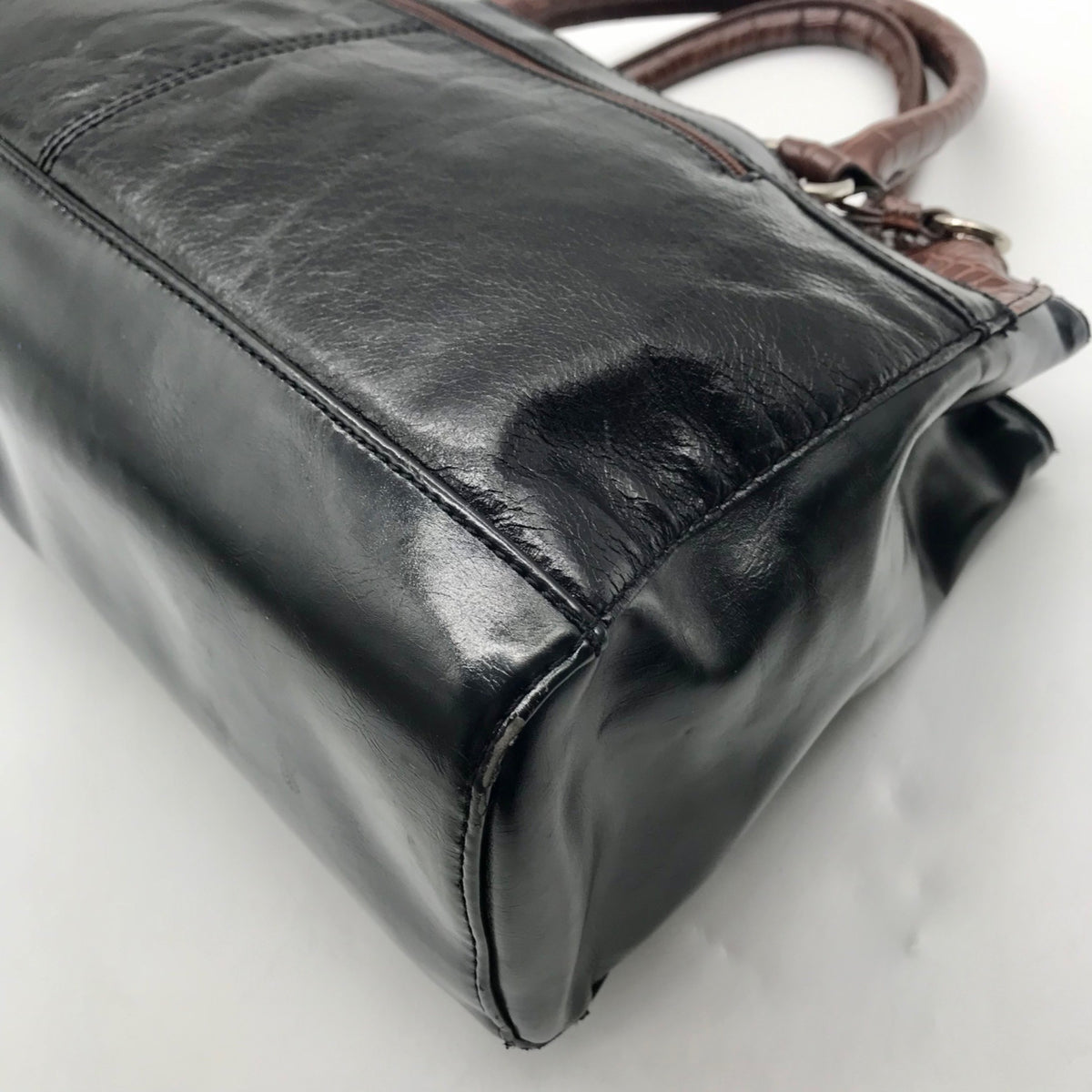 Giani Bernini Black And Brown Faux Leather Satchel Handbag