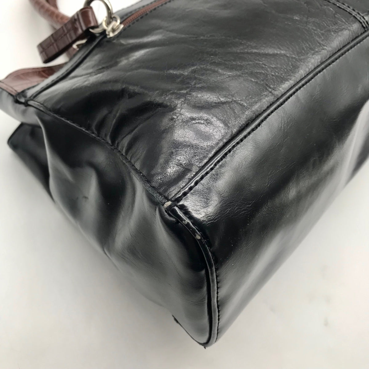 Giani Bernini Black And Brown Faux Leather Satchel Handbag