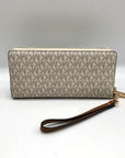 Michael Kors Vanilla Coated Canvas Monogram Jet Set Travel Continental Wallet