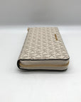 Michael Kors Vanilla Coated Canvas Monogram Jet Set Travel Continental Wallet