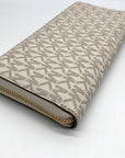Michael Kors Vanilla Coated Canvas Monogram Jet Set Travel Continental Wallet
