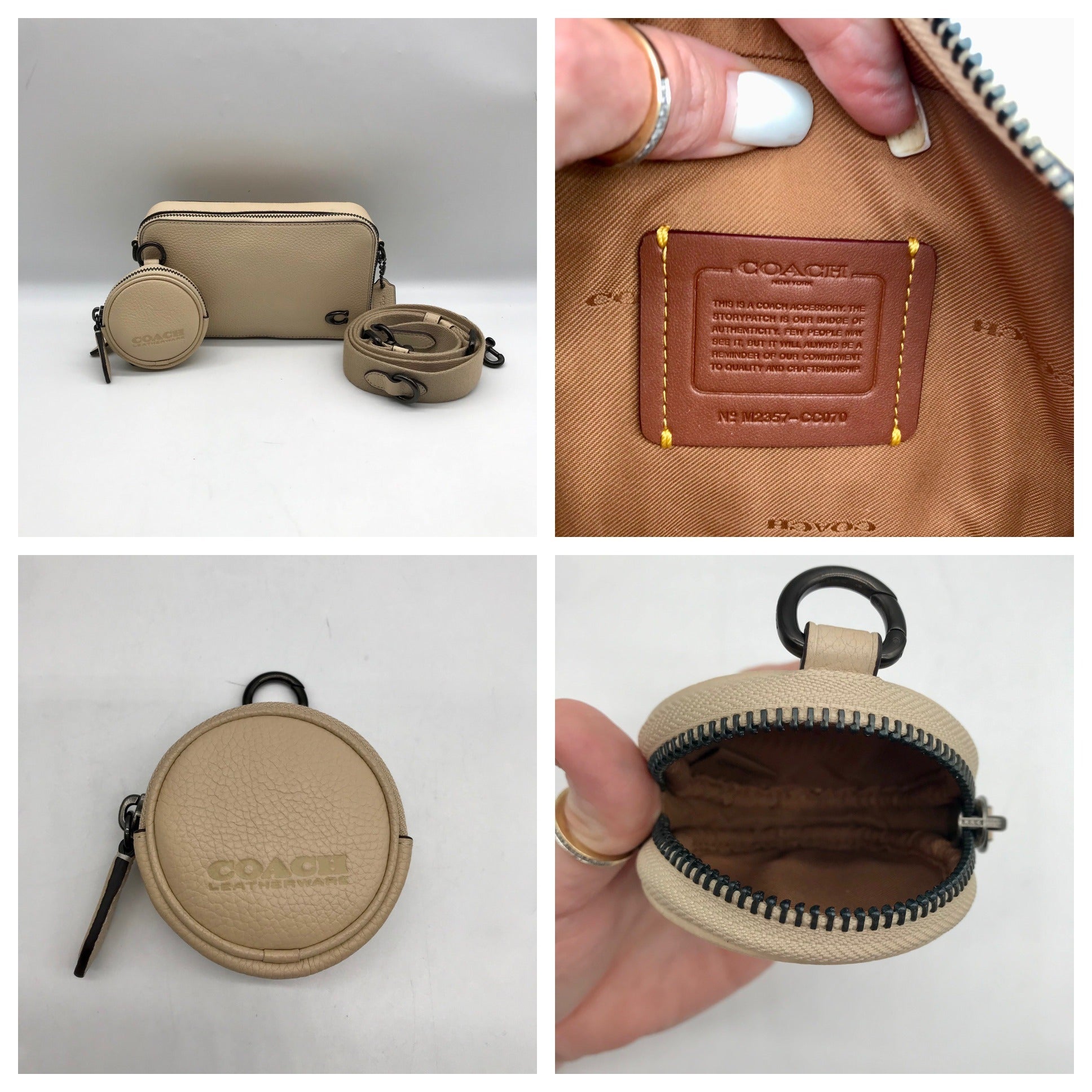Coach  Ivory Pebbled Leather Charter Slim Crossbody Bag CC070