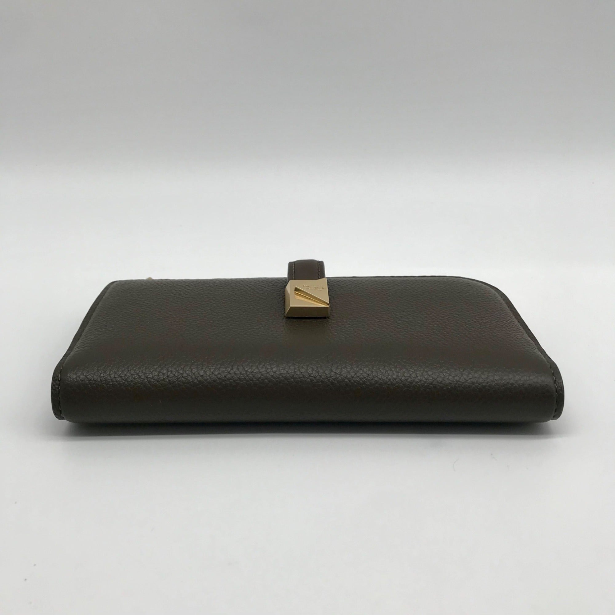 Kate Spade Brown Deco Pebbled Leather Zip Slim Wallet