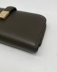 Kate Spade Brown Deco Pebbled Leather Zip Slim Wallet