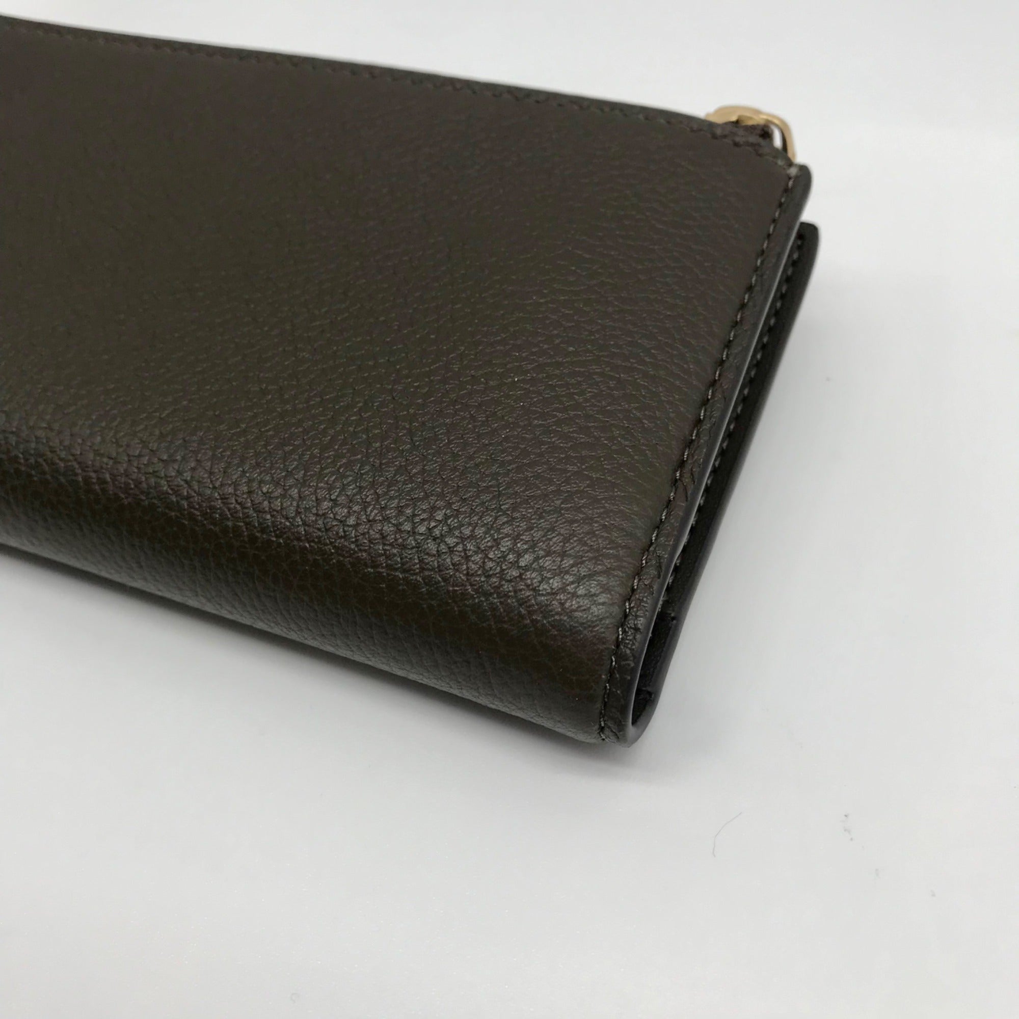 Kate Spade Brown Deco Pebbled Leather Zip Slim Wallet