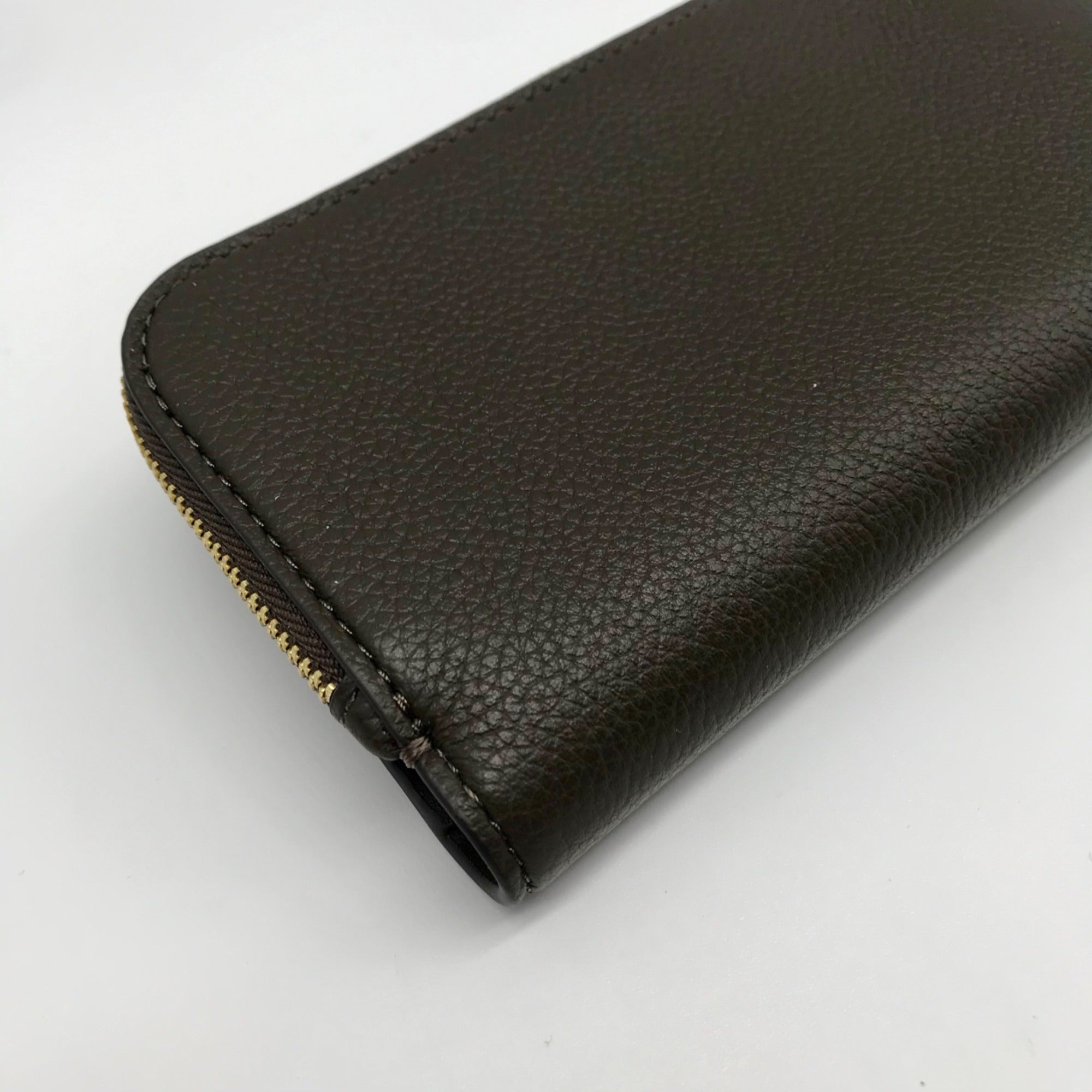 Kate Spade Brown Deco Pebbled Leather Zip Slim Wallet