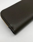 Kate Spade Brown Deco Pebbled Leather Zip Slim Wallet