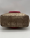 Coach Khaki And Pink Horse & Carriage Canvas Tote F14482