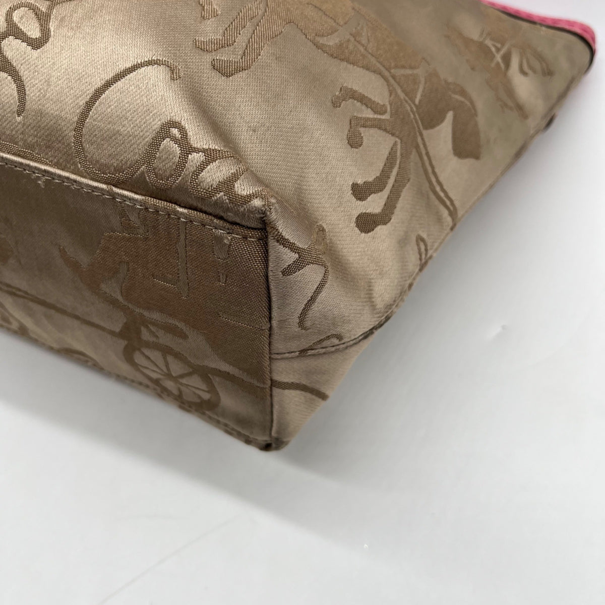 Coach Khaki And Pink Horse &amp; Carriage Canvas Tote F14482